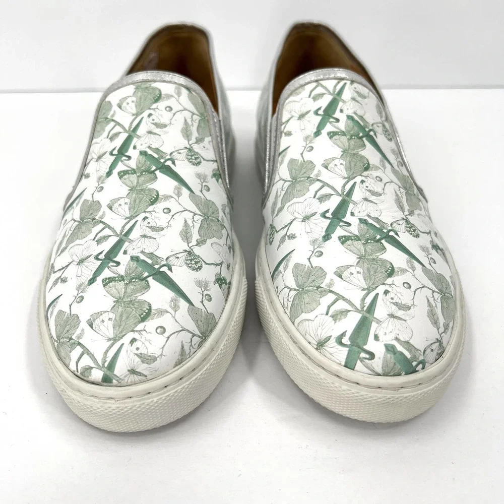 CESARE PACIOTTI 4US Shoes Women 36 White Green Butterfly Printed Slip On Sneaker - Picture 2 of 11